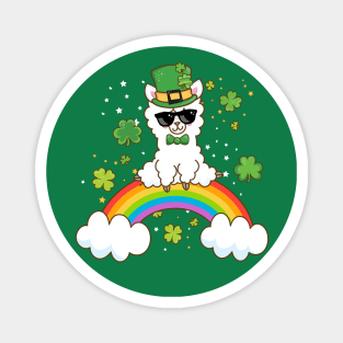 Kawaii Llama on Rainbow St Patricks Day Magnet